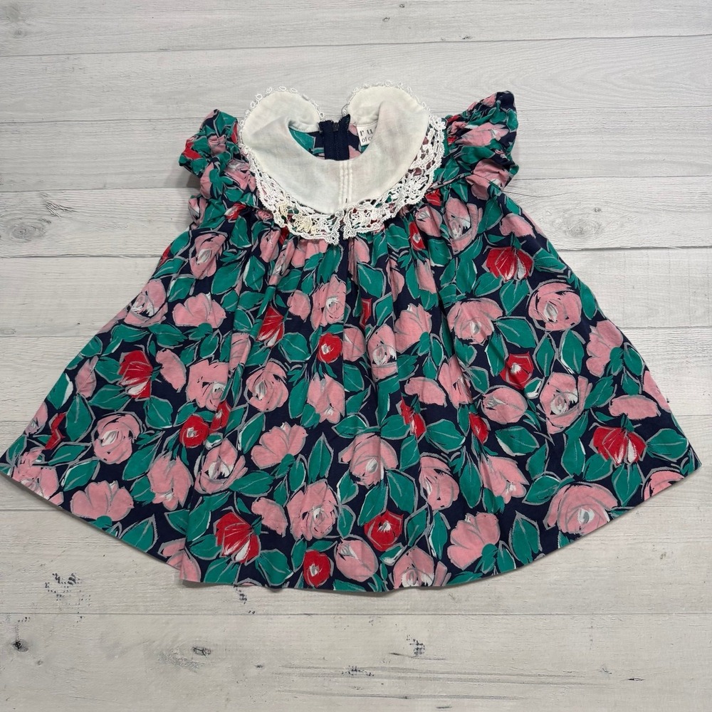 Vintage Ruth of Carolina‎ girls floral lace collar dress
